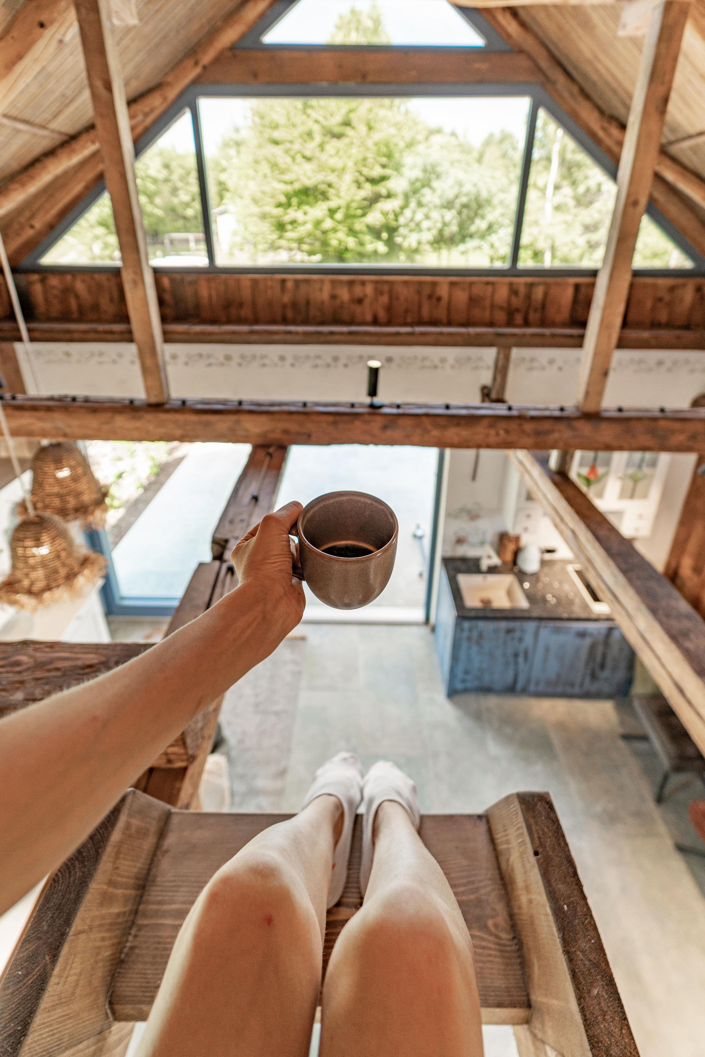 Morning coffee on the mezzanine with a view